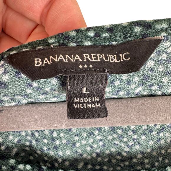 Banana Republic Green Speckled Peplum Blouse Large - Picture 5 of 6
